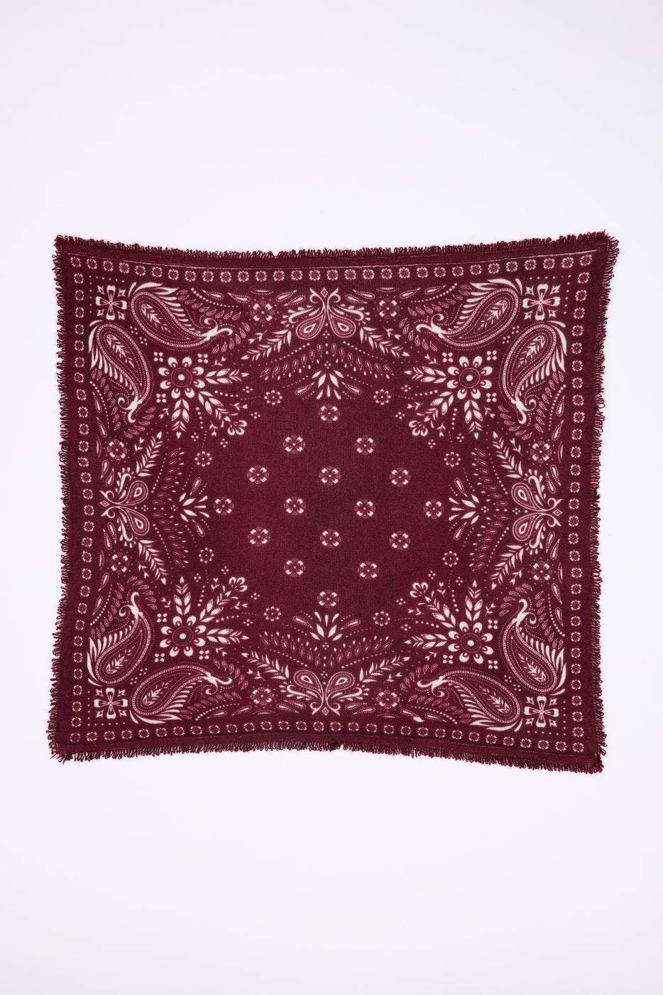 BANDANA/SMALL ANGY/BODYBURGUNDY  PRINT WHITE-M-54*54CM