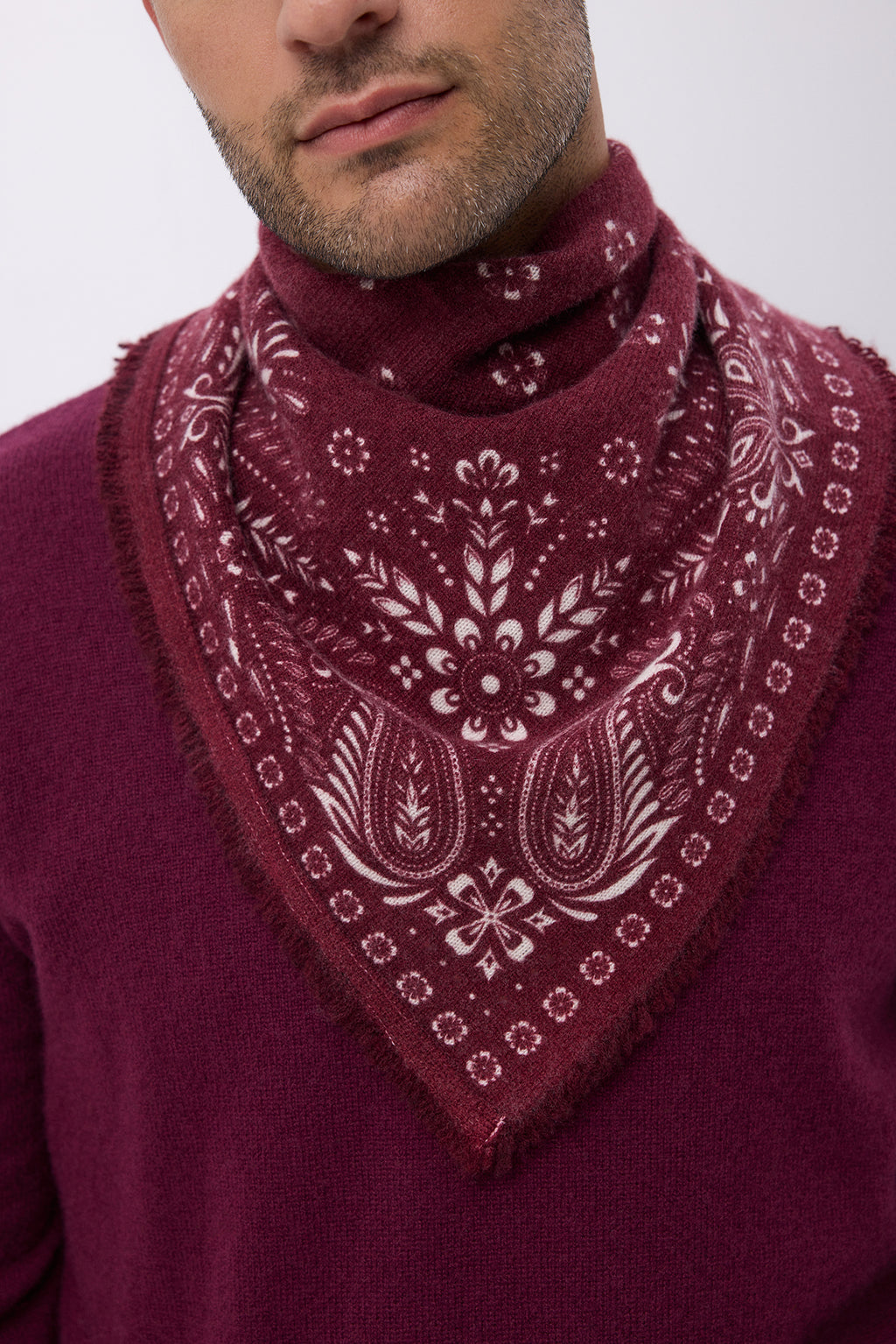 Kleine Bandana Angy - Bordeaux Wit - Heren