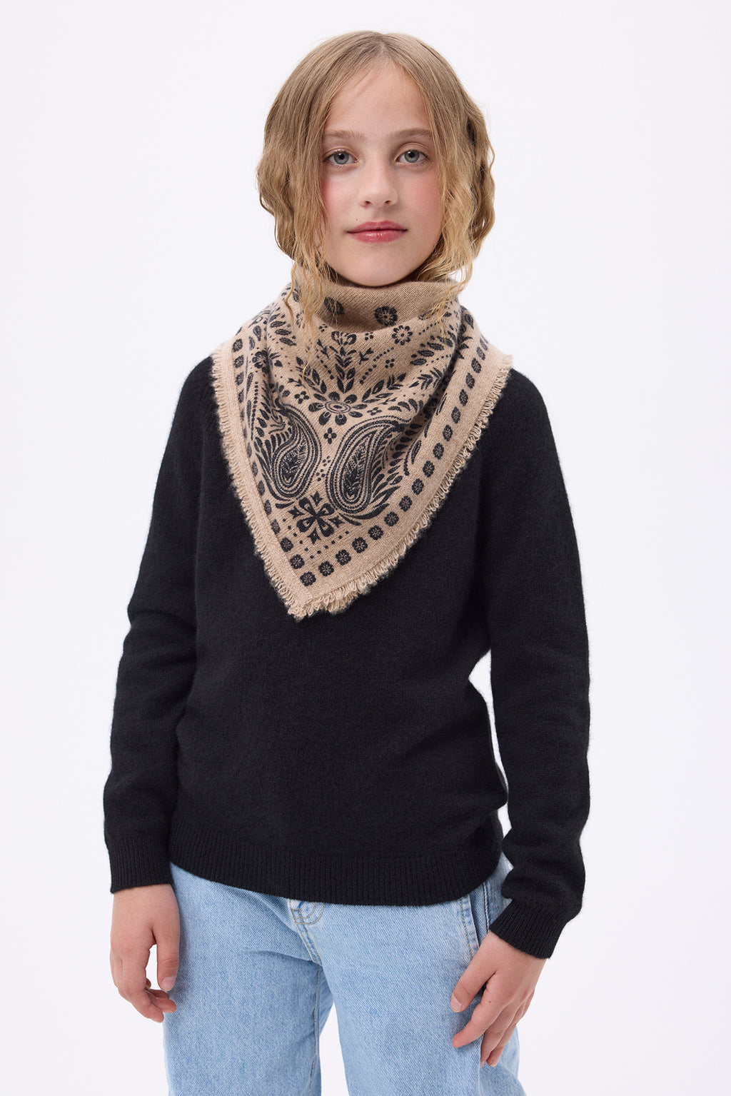 Mała Bandana Angy - Beżowo-Czarna - Dziecięca