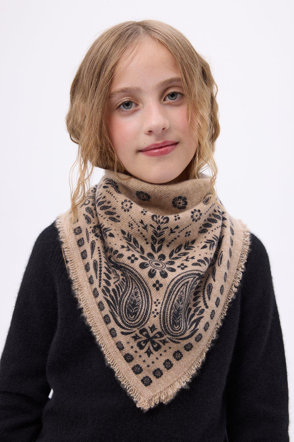Mała Bandana Angy - Beżowo-Czarna - Dziecięca