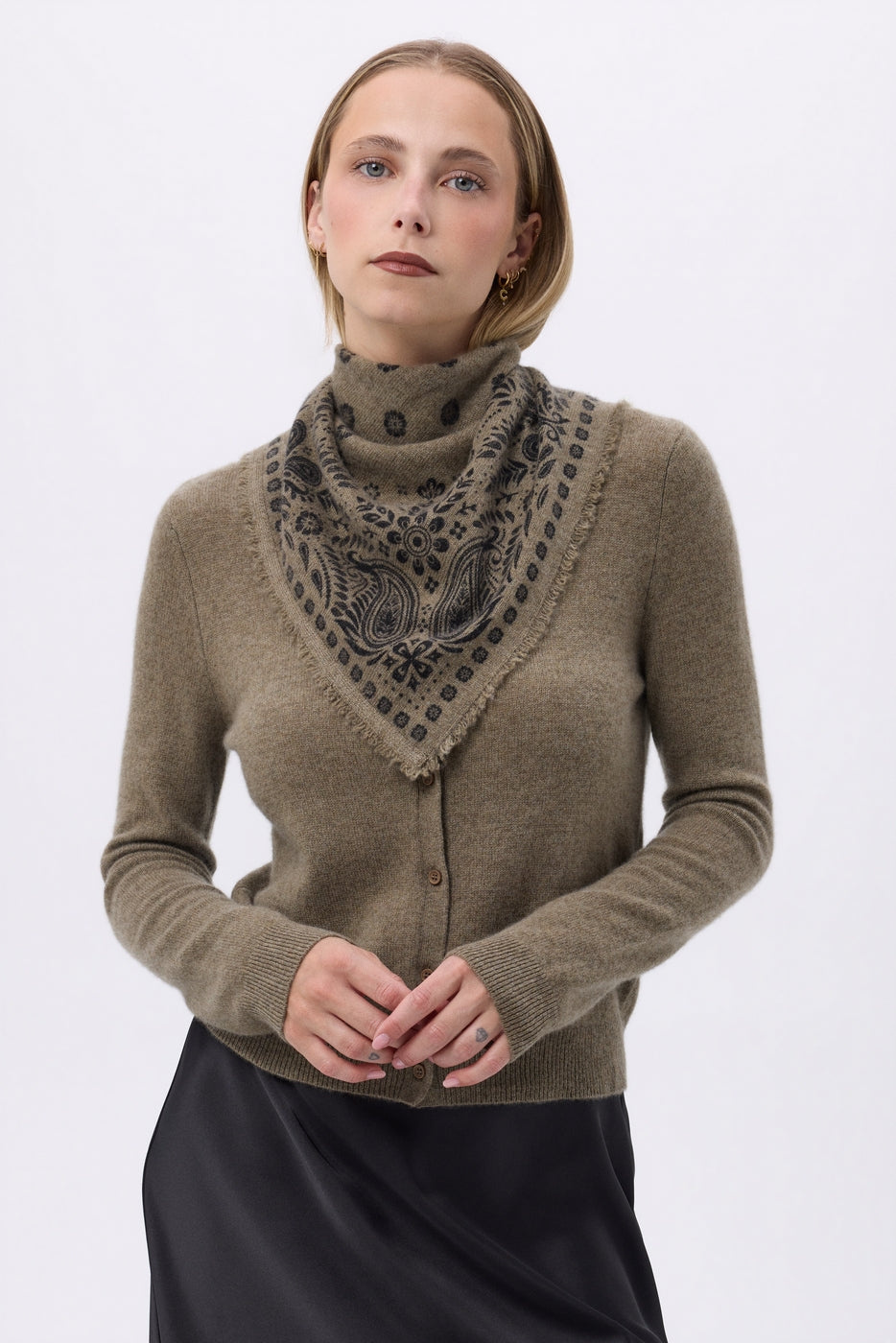 Small Angy Bandana - Khaki Green Black - Women