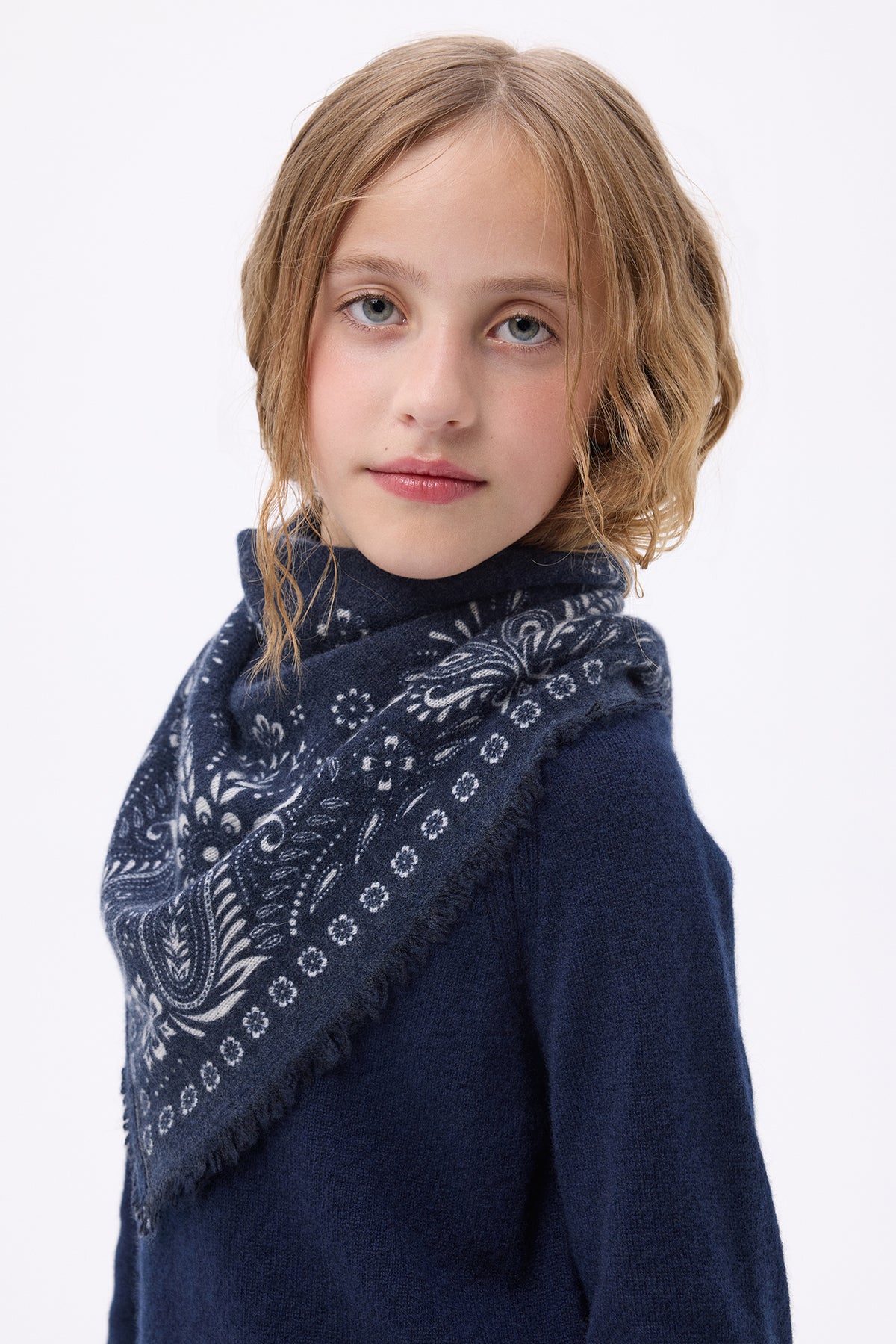 Small Angy Bandana - Navy Blue White - Children