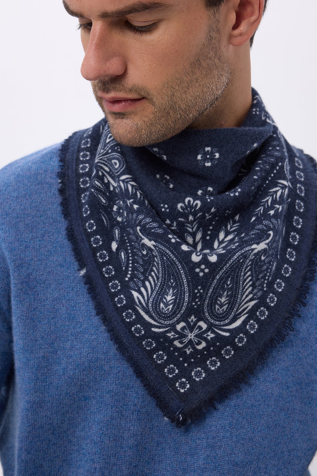 Small Angy Bandana - Navy Blue White - Men