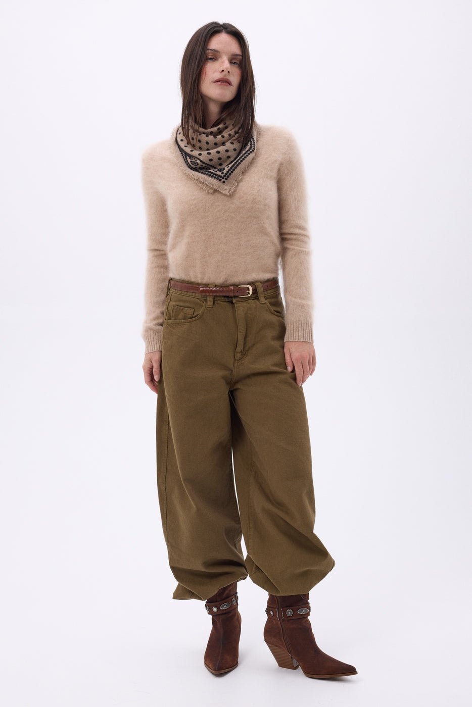Small Dotty Bandana - Cream Beige - Women