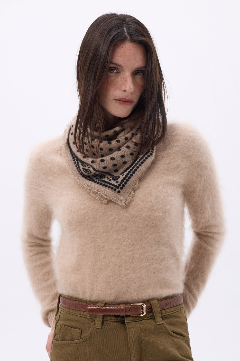 Small Dotty Bandana - Cream Beige - Women