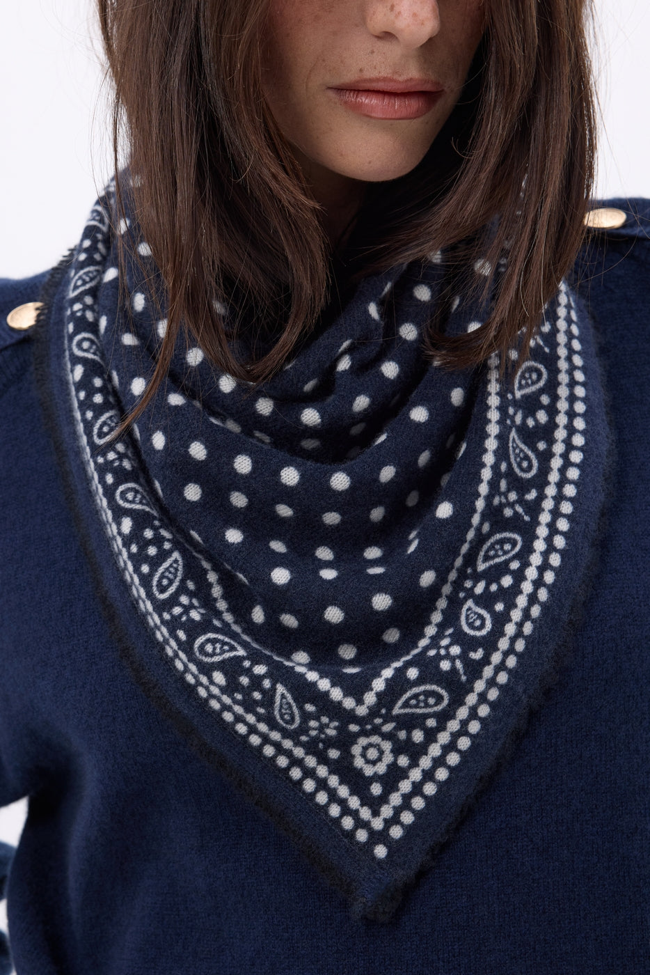Bandana pequeño Dotty - Azul marino - Mujer