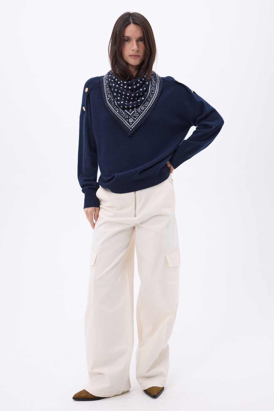 Bandana pequeño Dotty - Azul marino - Mujer