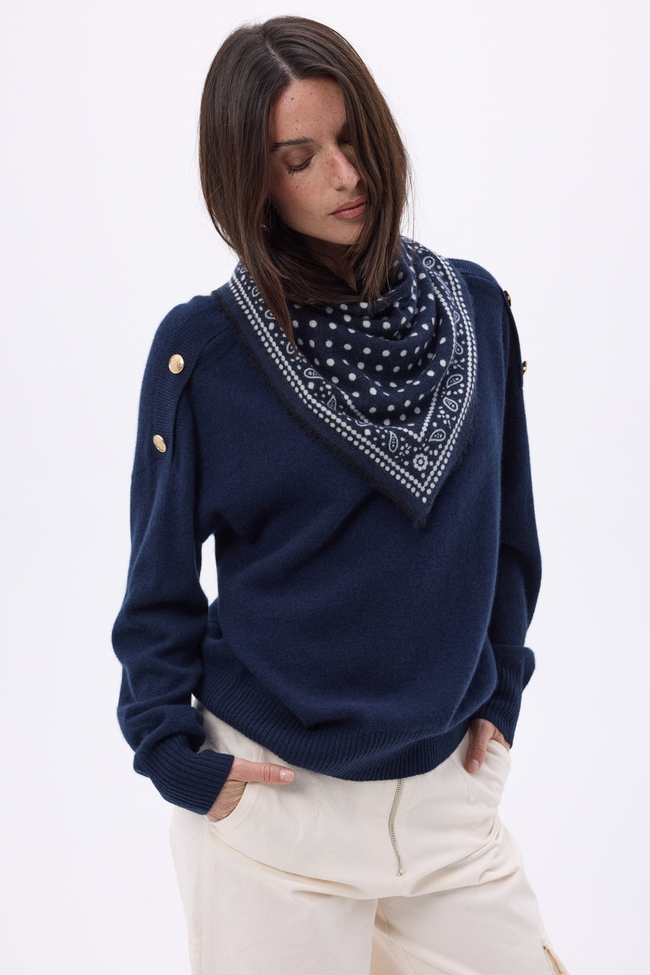Bandana pequeño Dotty - Azul marino - Mujer