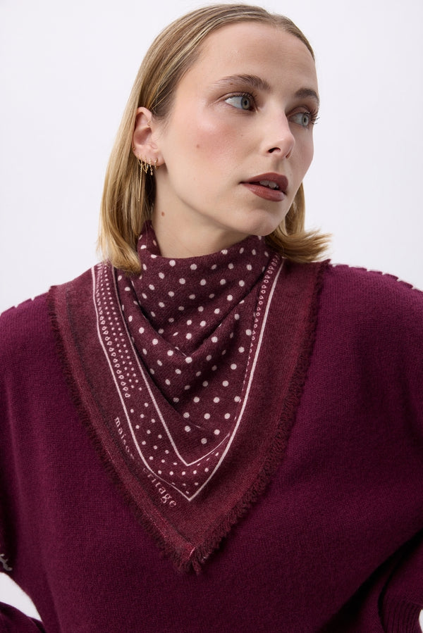 Lille Heritage Bandana med prikker - Bordeaux Hvid - Dame