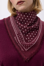 Kleine Bandana Heritage Stippen - Bordeaux Wit - Dames