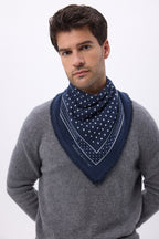 Small Heritage Polka Dot Bandana - Navy Blue White - Men