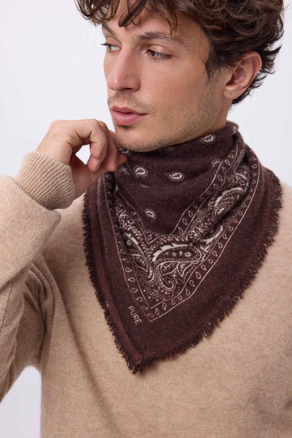 Bandana pequeño Presley - Marrón Blanco - Hombre