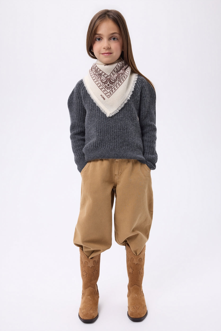 Petit Bandana Presley - Blanc Marron - Enfant