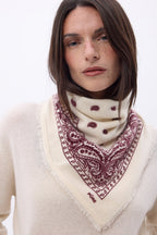 Piccola Bandana Presley - Bianco Burgundy - Donna - 100% Cashmere