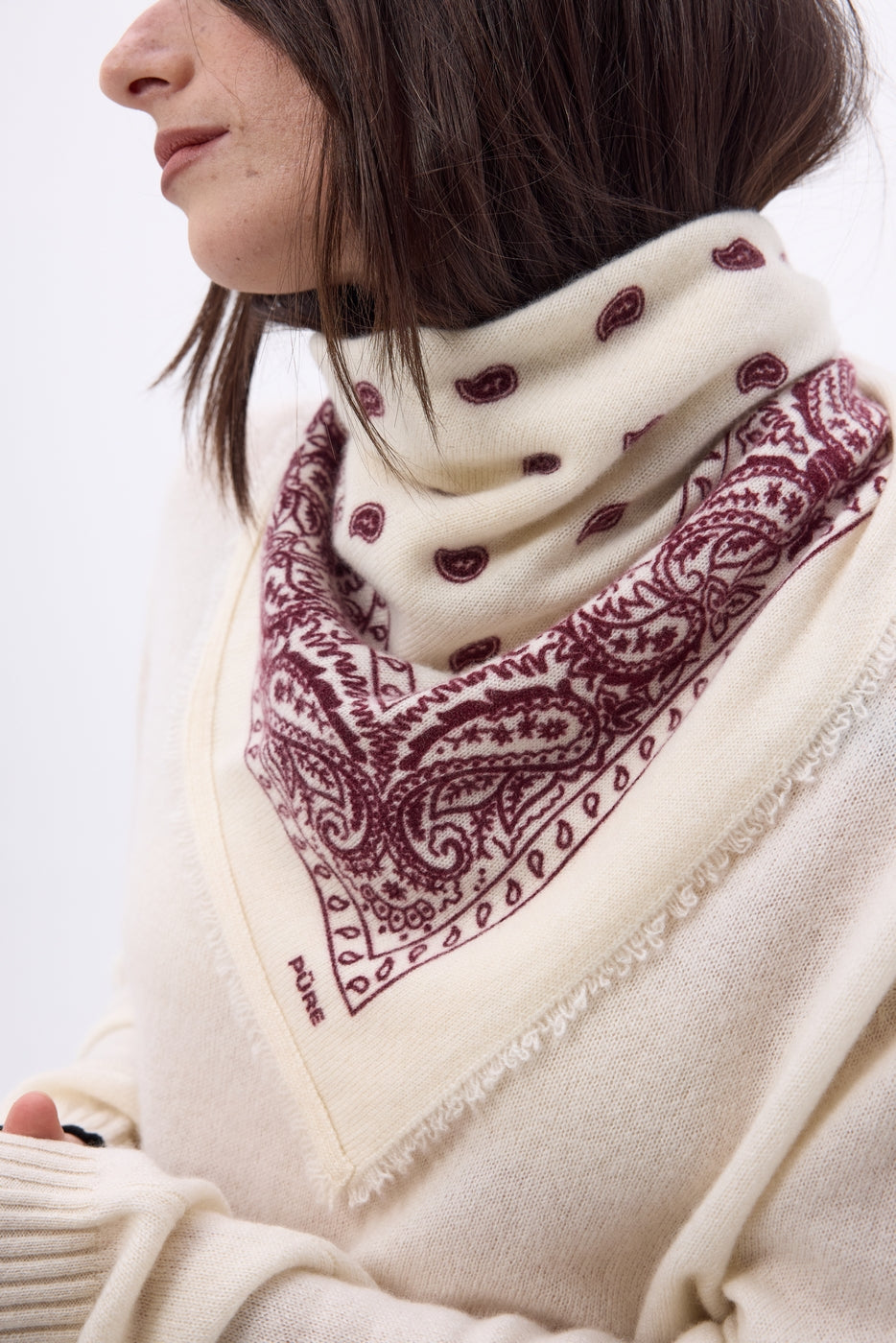 Petit Bandana Presley - Blanc Burgundy - Femme