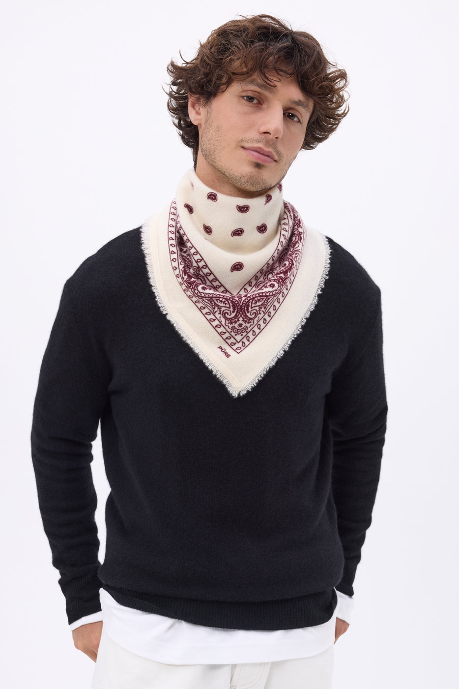 Bandana pequeño Presley - Blanco burdeos - Hombre