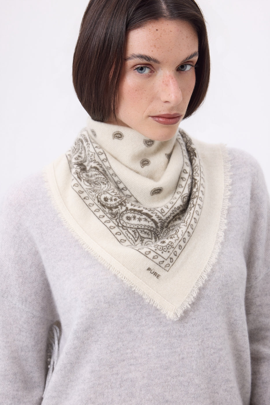 Petit Bandana Presley - Blanc Khaki Chine - Femme