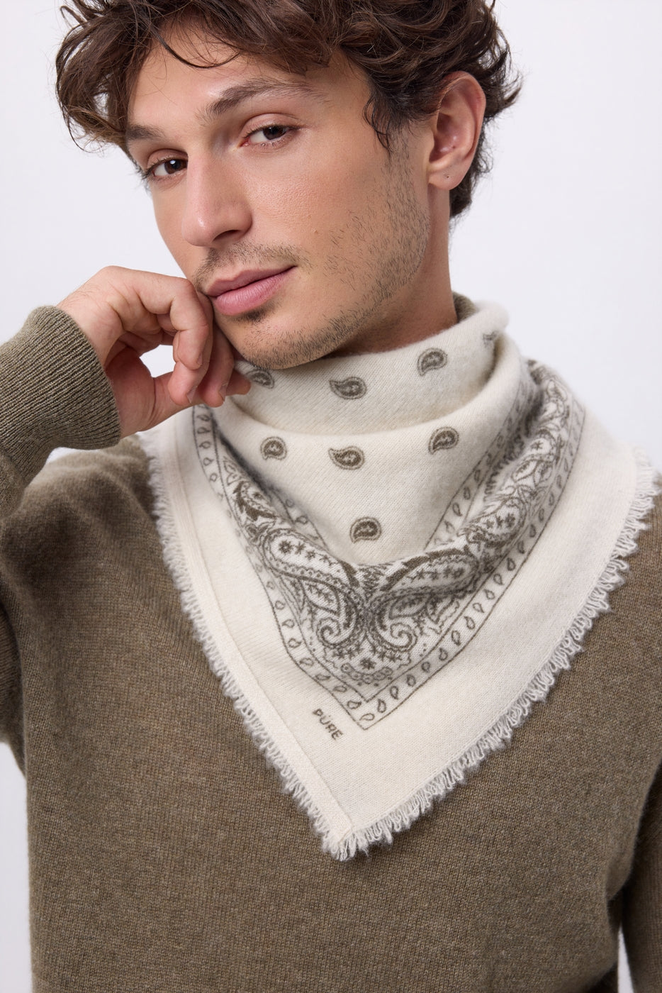 Small Presley Bandana - White Heather Khaki - Men
