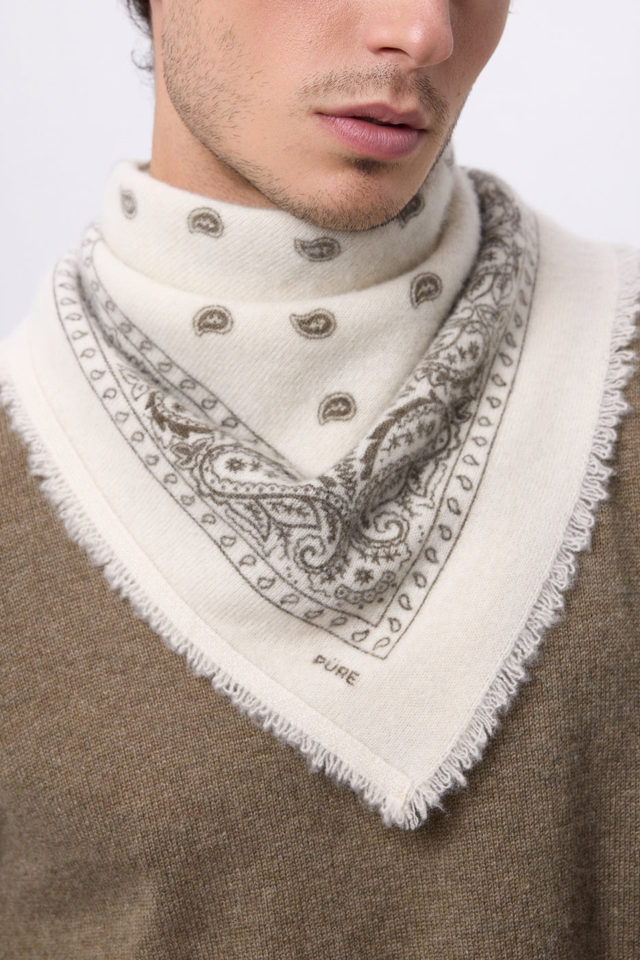 Small Presley Bandana - White Heather Khaki - Men