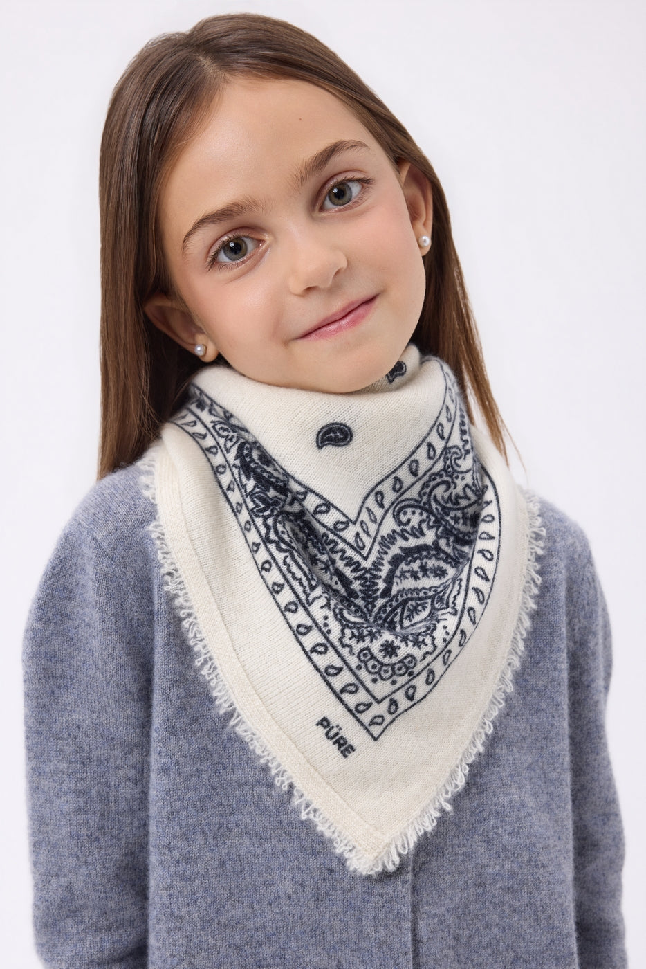 Small Presley Bandana - White Navy Blue - Kids