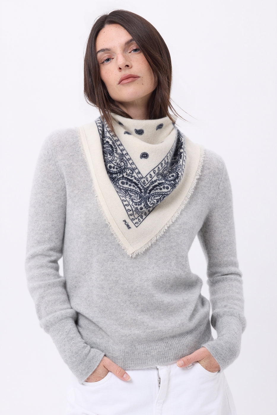 Petit Bandana Presley - Blanc Bleu Marine - Femme