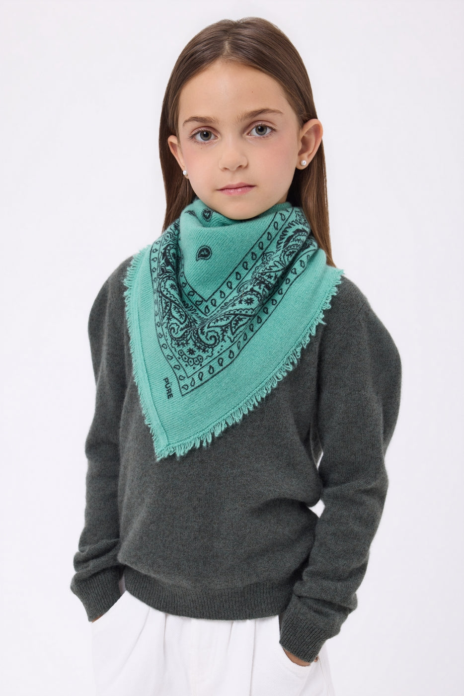 Small Presley Bandana - Pastel Green Black - Kids