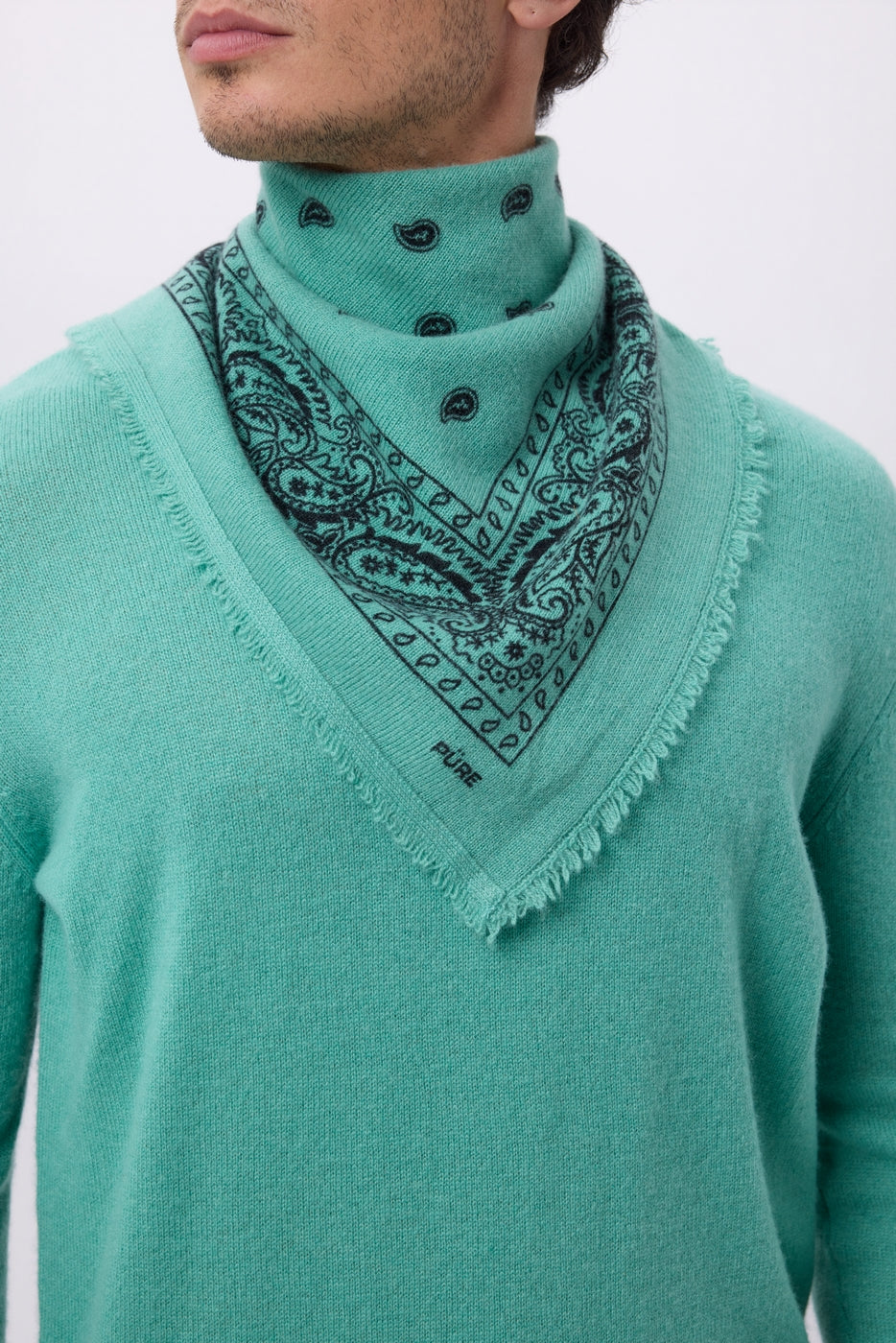 Petit Bandana Presley - Vert Pastel Noir - Homme
