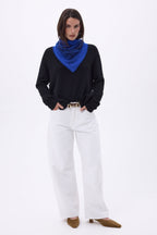 Piccola Bandana Presley - Blu Elettrico Nero - Donna - 100% Cashmere