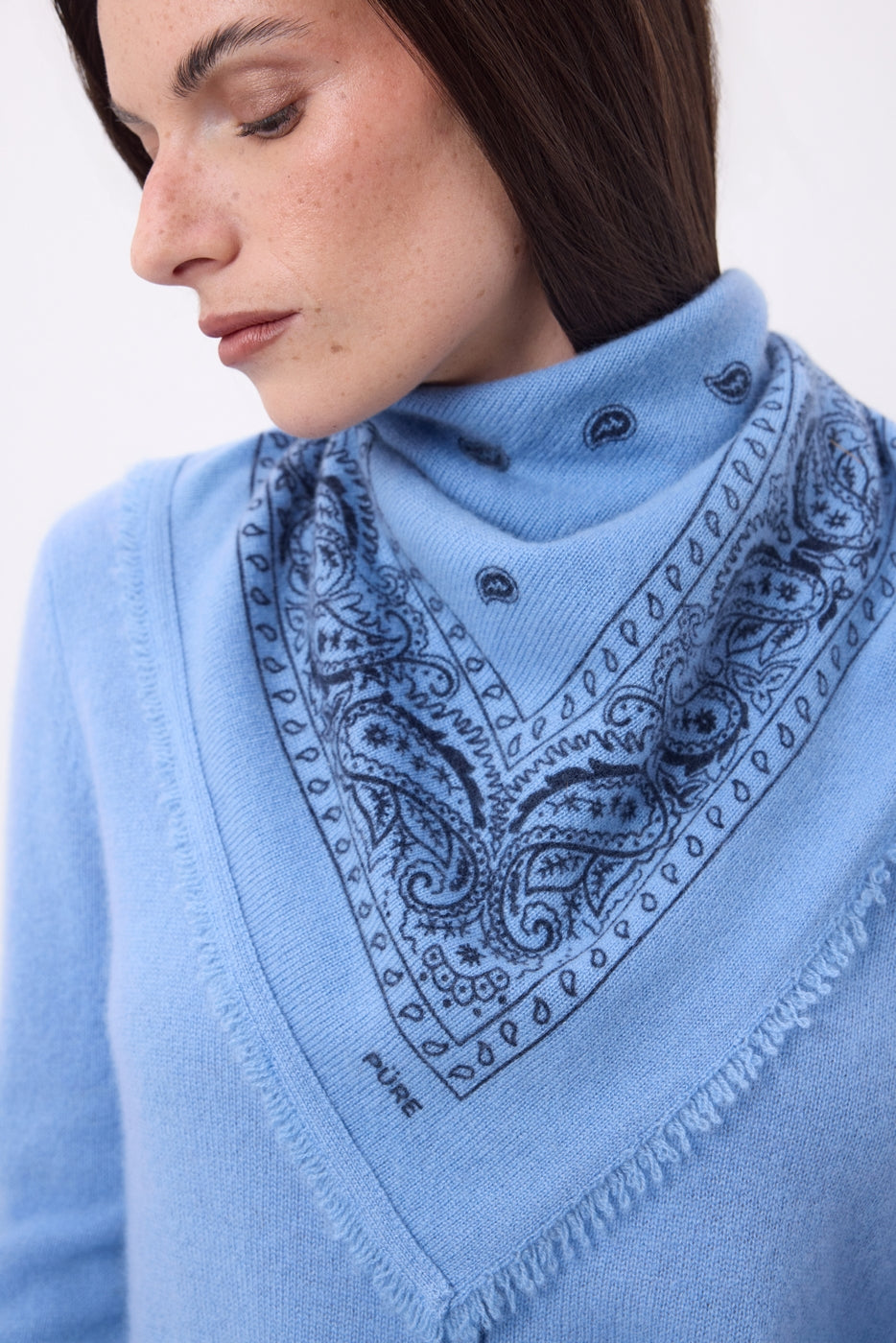 Small Presley Bandana - Light Blue Navy Blue - Women
