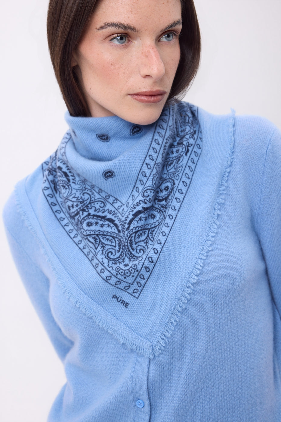 Small Presley Bandana - Light Blue Navy Blue - Women