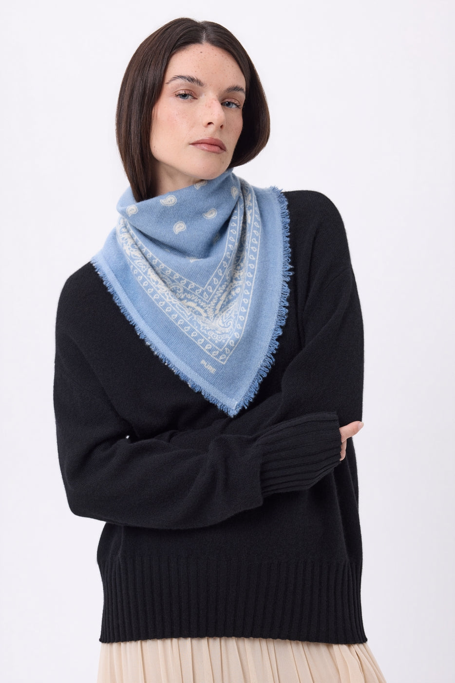 Petit Bandana Presley - Bleu Clair Blanc - Femme