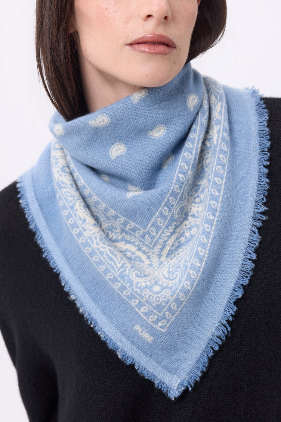 Petit Bandana Presley - Bleu Clair Blanc - Femme