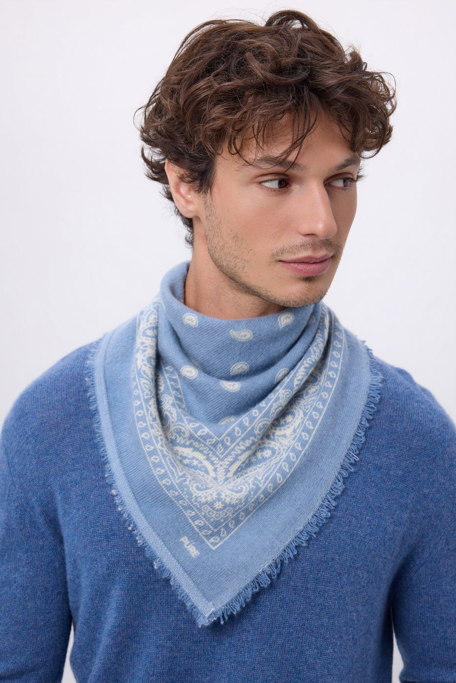 Small Presley Bandana - Light Blue White - Men