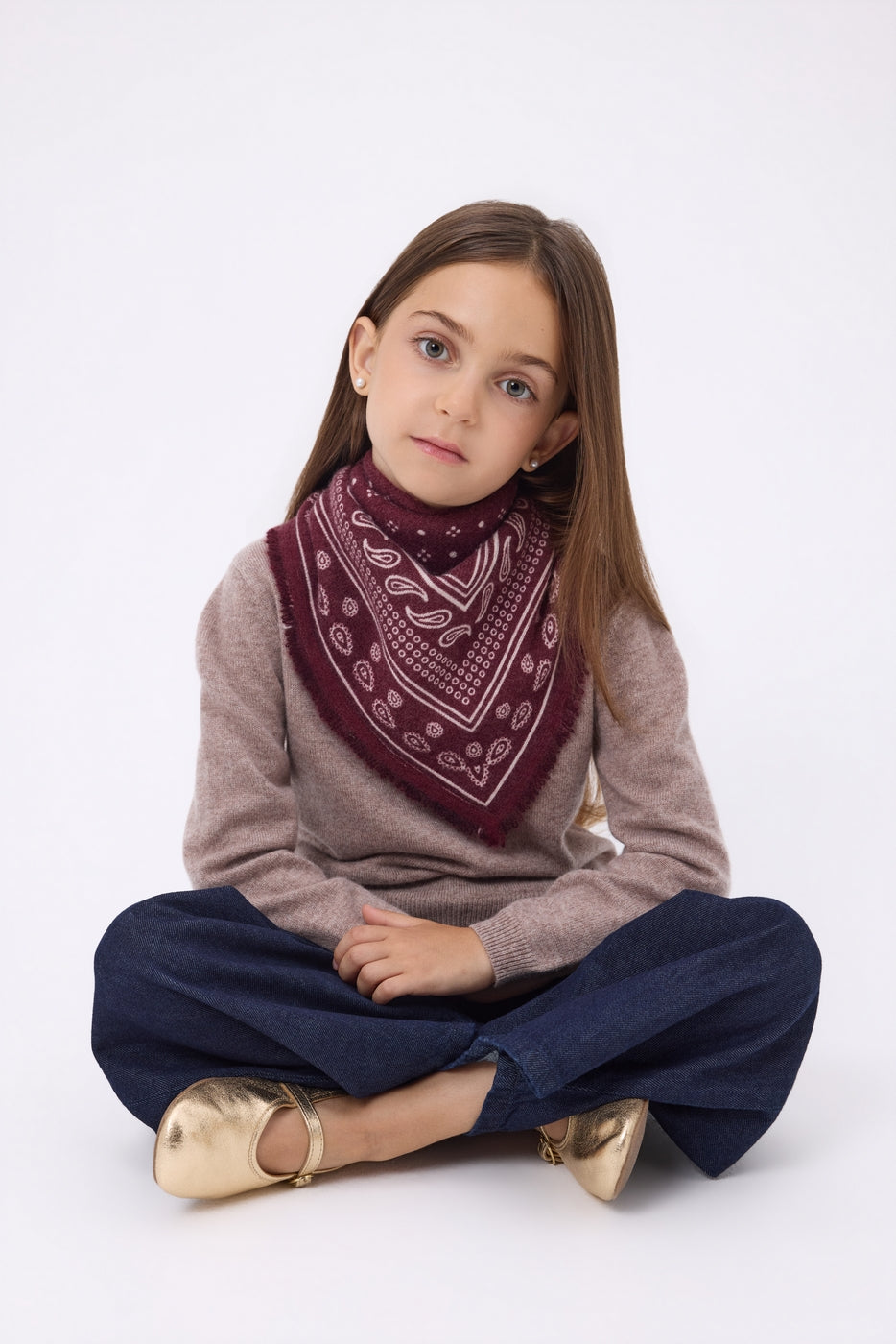 Piccolo bandana Quantico - Bordeaux - Bambino - 100% cashmere