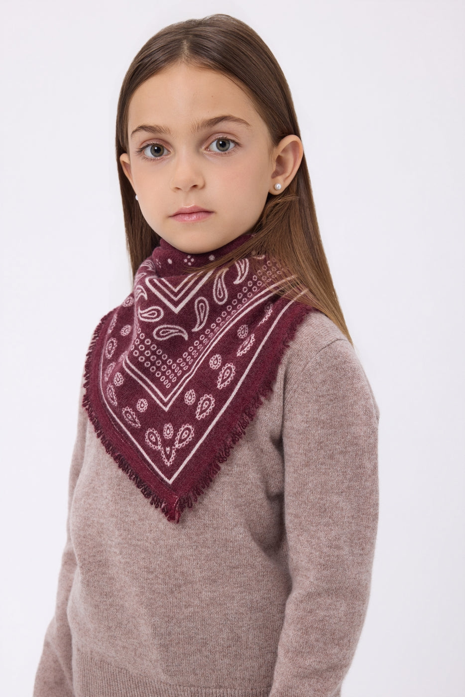 Piccolo bandana Quantico - Bordeaux - Bambino - 100% cashmere