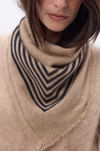 Small Square Stripes Bandana - Cream Beige - Women