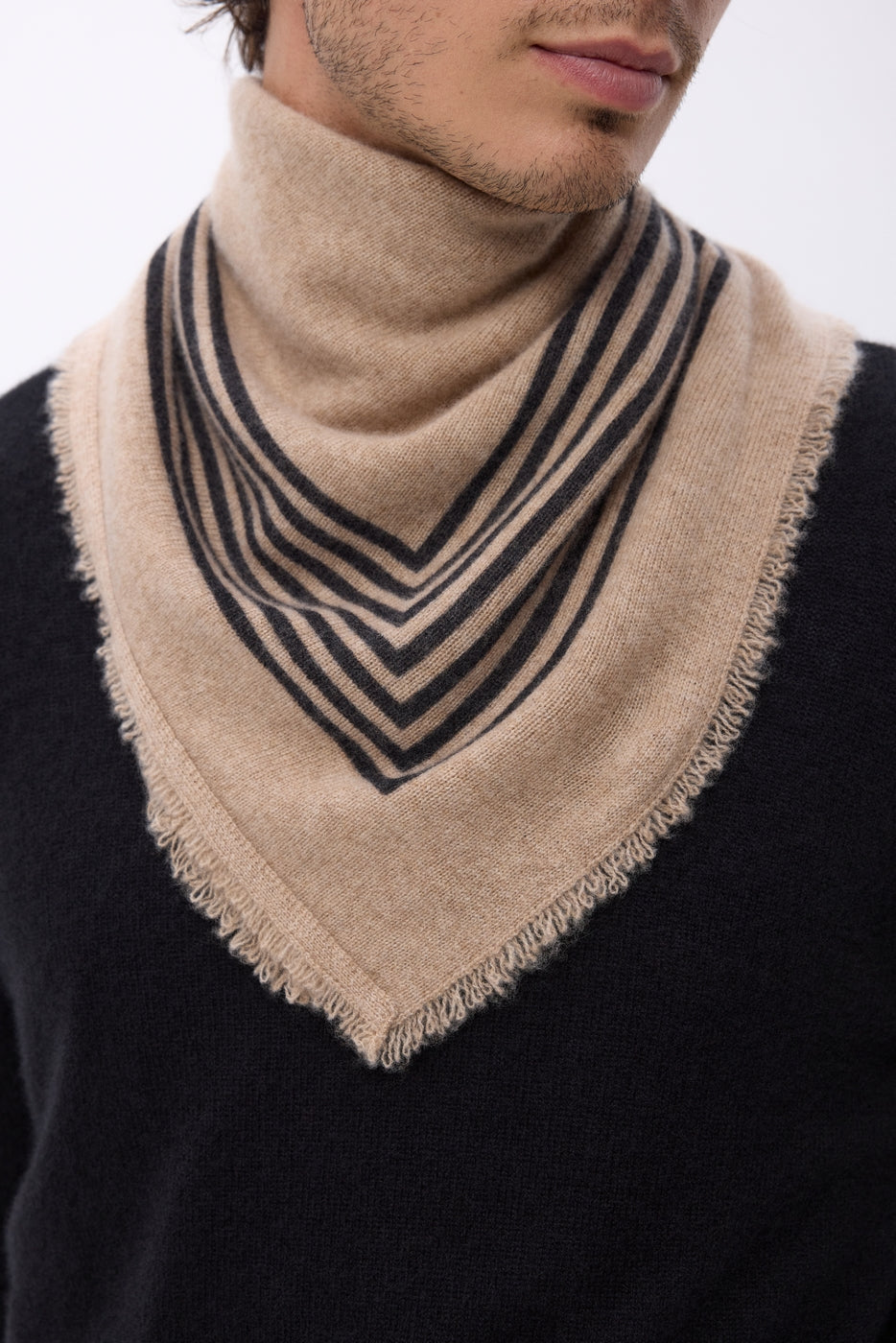 Petit Bandana Square Stripes - Beige Creme - Homme