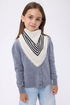 Small Square Stripes Bandana - White - Children