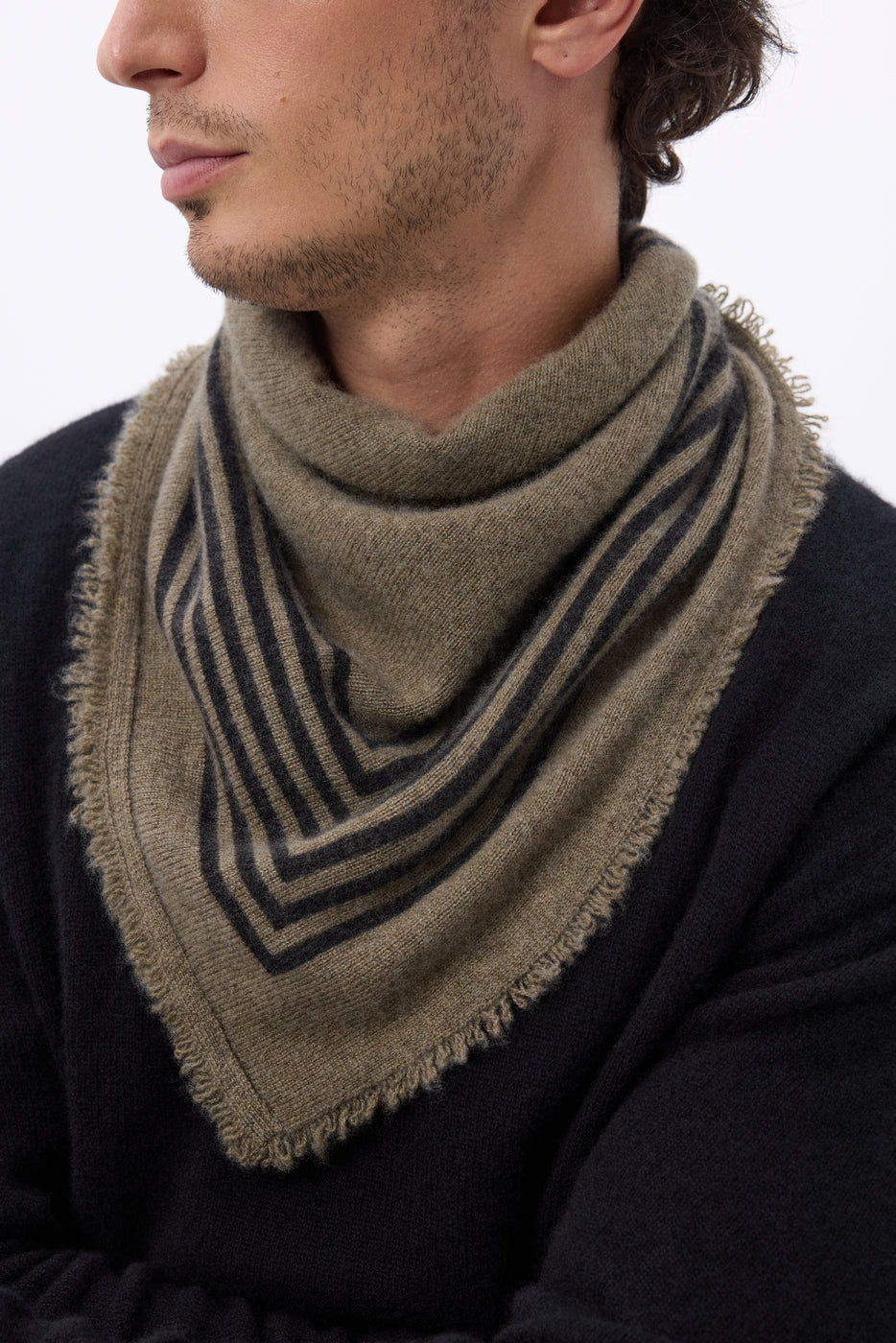 Bandana pequeño Square Stripes - Caqui jaspeado negro - Hombre