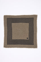 Petit Bandana Square Stripes - Khaki Chine Noir - Femme - 100% Cachemire