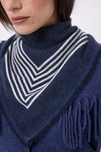 Small Square Stripes Bandana - Navy Blue - Women