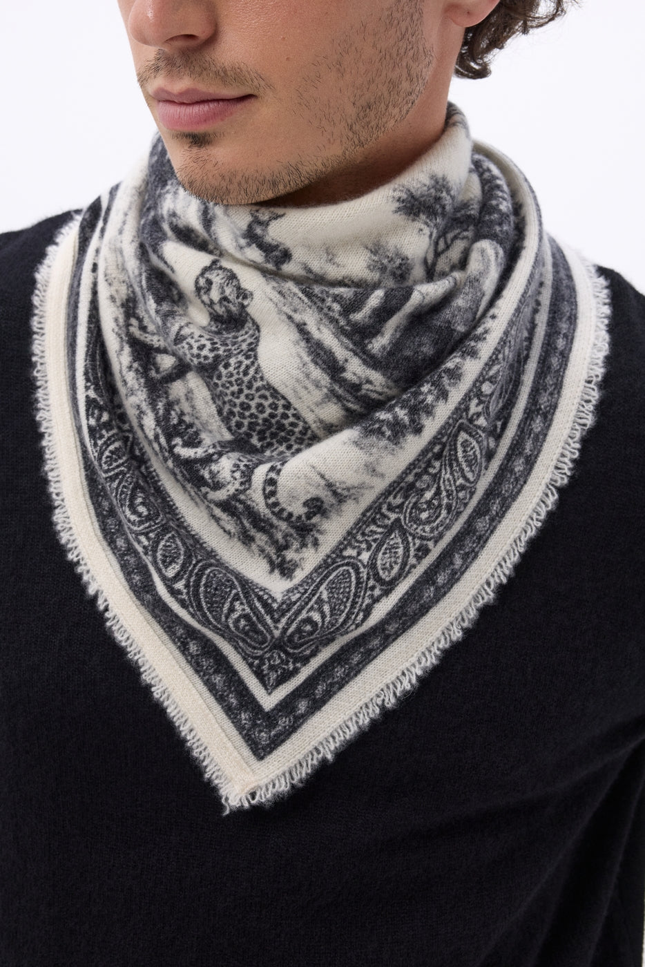 Bandana pequeño Toile de Jouy - Negro - Mujer