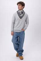 Petit Bandana Toile De Jouy - Noir - Homme