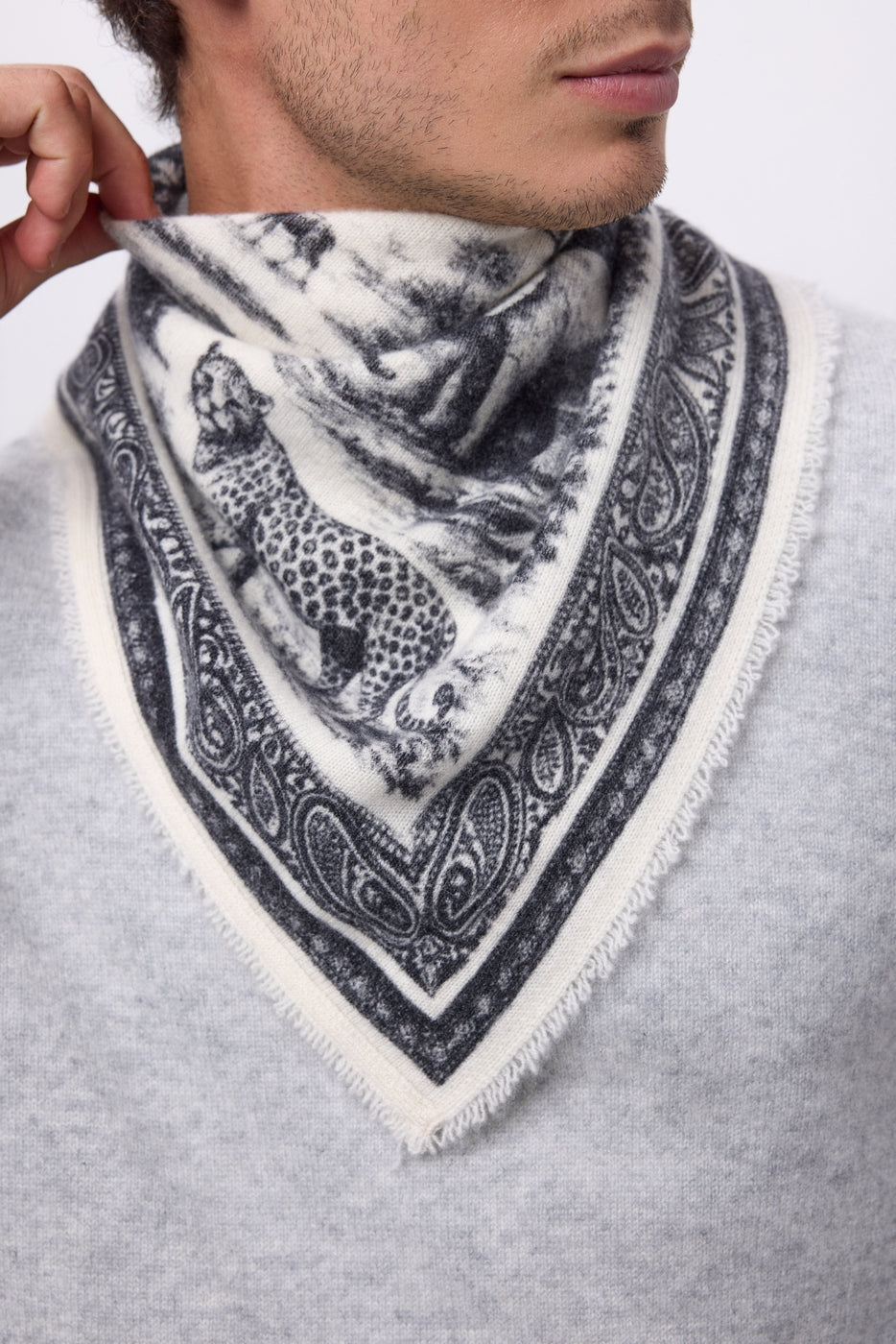 Petit Bandana Toile De Jouy - Noir - Homme