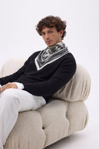 Petit Bandana Toile De Jouy - Noir - Homme