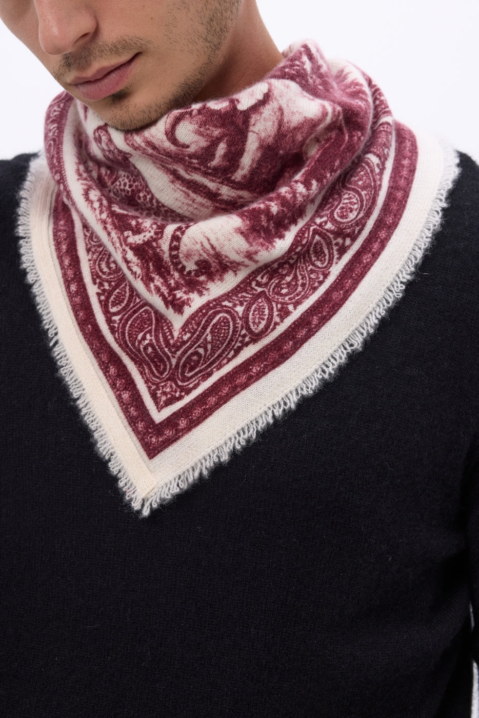 Bandana pequeño Toile De Jouy - Burdeos - Hombre
