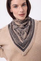 Bandana pequeño Toile de Jouy - Beige crema - Mujer