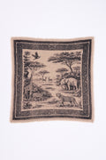 Mała Bandana Toile De Jouy - Kremowo-Beżowa - Damska - 100% Kaszmir