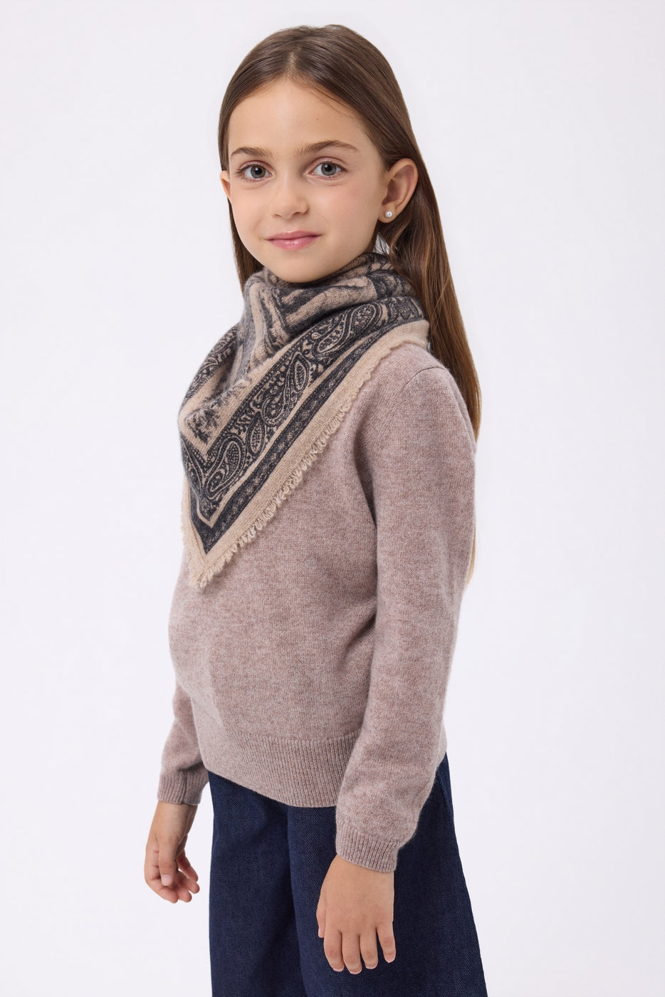 Small Toile De Jouy Bandana - Cream Beige - Kids