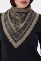 Bandana pequeño Toile de Jouy - caqui jaspeado - mujer